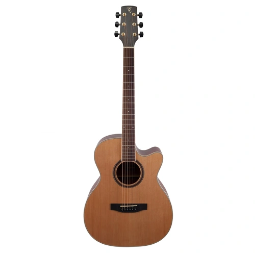 Timberidge TRFC-4-NST 4 Series Left Handed Cedar Solid Top Acoustic-Electric Small Body Cutaway Guitar Natural Satin with Hard Case