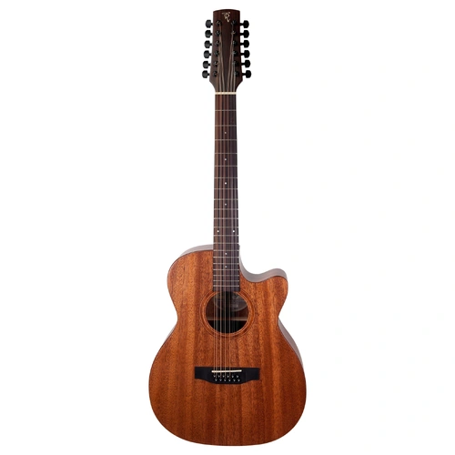 Timberidge Messenger Series 12-String Mahogany Solid Top Acoustic-Electric Guitar - Small Body Cutaway (Natural Satin)