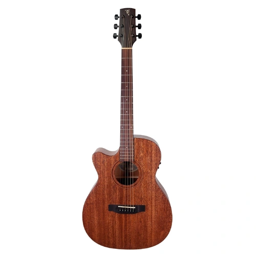 Timberidge Messenger Series Left Handed Mahogany Solid Top Acoustic-Electric Small Body Cutaway Guitar Natural Satin with Case
