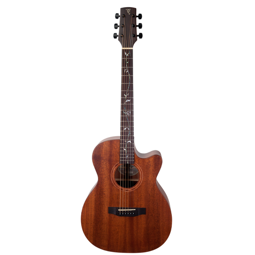 Timberidge Messenger Series Mahogany Solid Top Acoustic-Electric Small Body Cutaway Guitar with Tree of Life Inlay Natural Gloss