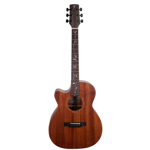 Timberidge Messenger Series Mahogany Solid Top Acoustic-Electric Left-Handed Small Body Cutaway Guitar with Tree of Life Inlay Natural Gloss