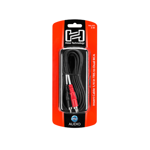 Hosa Insert Cable, 1/4 in TRS to Dual RCA, 3 m