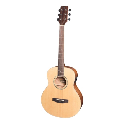 Timberidge '1 Series' Left Handed Solid Top TS-Mini Acoustic-Electric Guitar (Natural Satin)