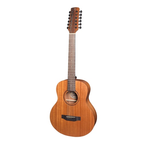 Timberidge 'Messenger Series' Solid Mahogany Top TS-Mini 12 String Acoustic-Electric Guitar (Natural Satin)