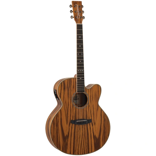 Tanglewood Reunion Pro TRU7-CE-AZ Super Jumbo Acoustic Guitar with Solid Spruce Top and Zebrano Veneer