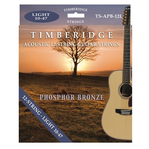 Timberidge Light Phosphor Bronze 12 String Acoustic Guitar Strings (10-47)