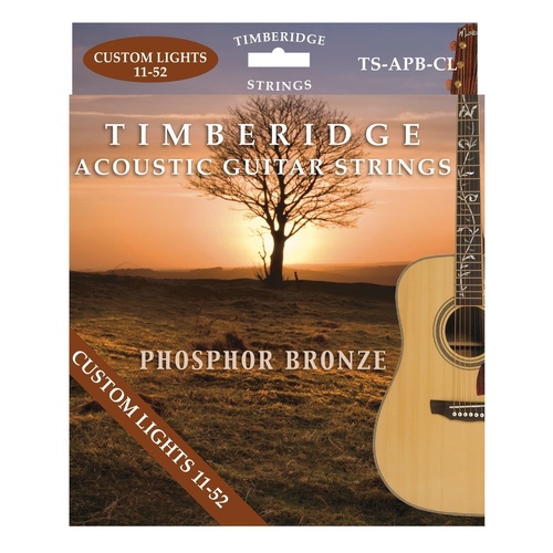 Timberidge Phosphor Bronze Acoustic Guitar Strings 11-52 Custom Light Tension