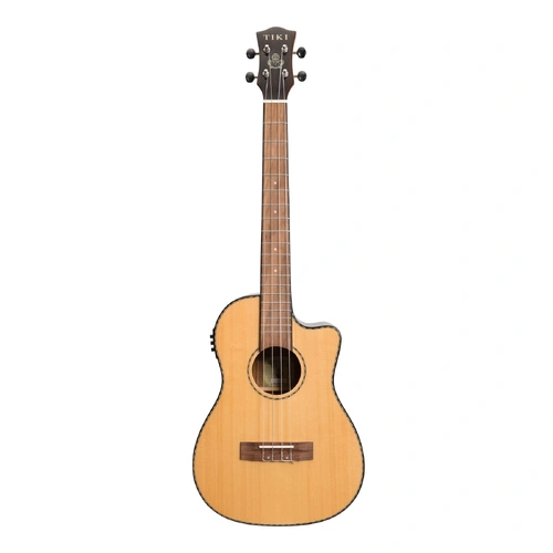 Tiki '22 Series' Spruce Solid Top Electric Cutaway Baritone Ukulele with Hard Case - TSB-22CP-NGL