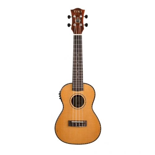 Tiki TSC-22P-NGL '22 Series' Concert Ukulele with Solid Engelmann Spruce Top and Hard Case (Natural Gloss)