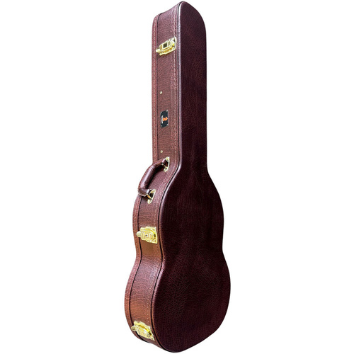 Torque Wooden SG-Style Electric Guitar Case with Plush Interior and Storage Compartments in Brown Finish