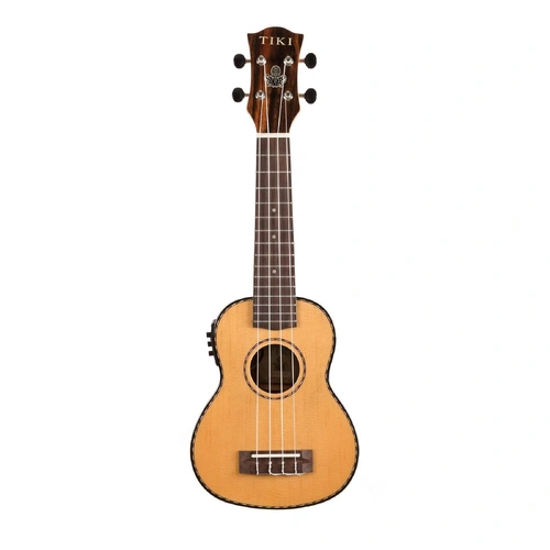 Tiki TSS-22P-NGL '22 Series' Solid Top Electric Soprano Ukulele with Hard Case - Natural Gloss