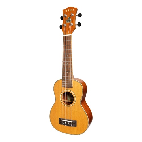 Tiki 6 Series Spruce Solid Top Soprano Ukulele with Hard Case Natural Satin TSS-6-NST