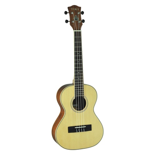 Tiki '6 Series' Spruce Solid Top Tenor Ukulele with Hard Case (Natural Satin)