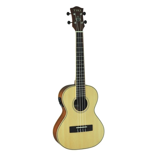 Tiki 6 Series Spruce Solid Top Electric Tenor Ukulele with Hard Case Natural Satin TST-6P-NST