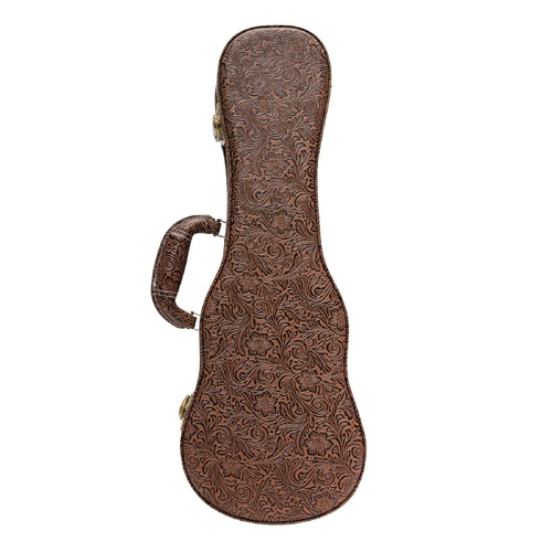 Tiki Deluxe Shaped Soprano Ukulele Hard Case - Paisley Brown