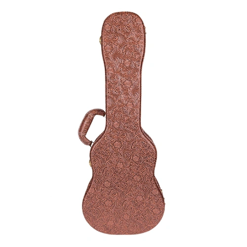 Tiki Deluxe Tenor Ukulele Hard Case - Paisley Brown with Emerald Green Interior