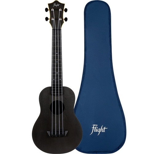 Flight TUC-35 Black Concert Travel Ukulele with Gig Bag