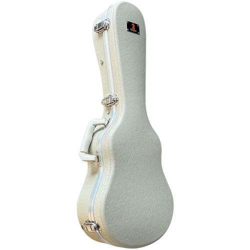 Torque ABS Concert Ukulele Case - Ivory Finish, Molded Eco-Friendly, EPS Foam Interior, Storage Compartment, 3 Latches, Ergonomic Handle