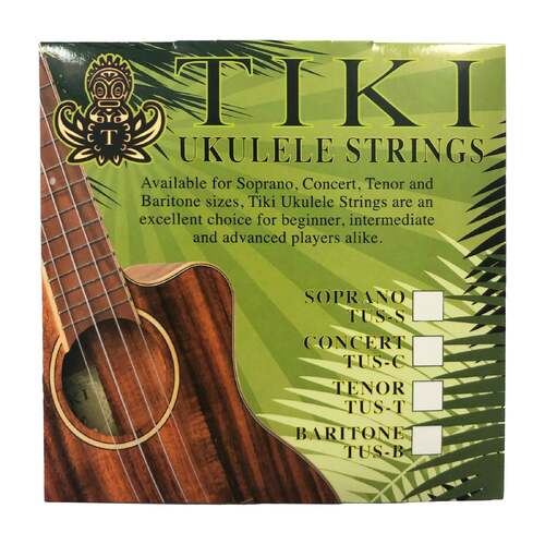 Tiki Tenor Ukulele String Set GCEA, Synthetic Nylon, Smooth Finish, Stable Tuning, Warm Overtones, Bright Attack