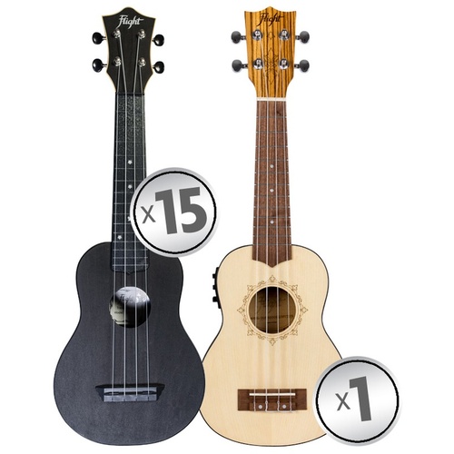 Flight ABS Travel Ukulele Black Class Set