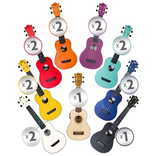 Flight Abs Travel Ukulele Rainbow Class Set