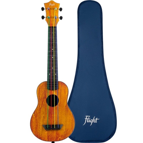 Flight TUSL-KIDZ Concert Scale Soprano Travel Ukulele - Acacia Top, ABS Back/Sides, Aquila Kids Strings, Dark Blue, 17 Frets, Includes Extra Strings.