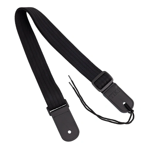 Tiki TUST-N4 Premium Nylon Ukulele Strap, Black, 1.5" Wide, Adjustable up to 47" with Microfiber Leather Ends