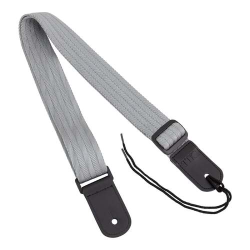 Tiki TUST-N4 Premium Nylon Ukulele Strap - Grey, 1.5" Wide, Adjustable up to 47" with Microfiber Leather Ends