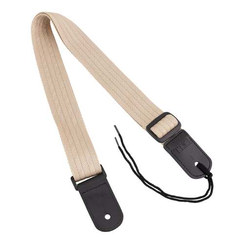 Tiki TUST-N4 Premium Nylon Ukulele Strap Beige, 1.5" Wide, Adjustable Up to 47" Length, Microfiber Leather Ends
