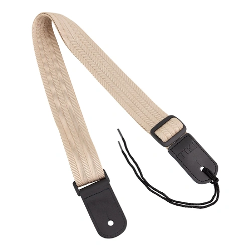 Tiki TUST-N4 Premium Nylon Ukulele Strap Beige, 1.5" Wide, Adjustable Up to 47" with Microfiber Leather Ends