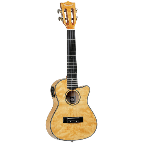 Tanglewood TWT29E Tiare Concert Tennessee Honey Gloss Quilted Maple Cutaway Ukulele w/Pick Up