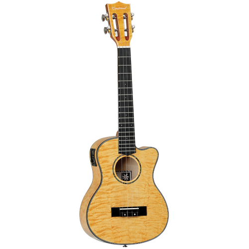Tanglewood TWT30E Tiare Tenor Tennessee Honey Gloss Quilted Maple Cutaway Ukulele w/Pick Up