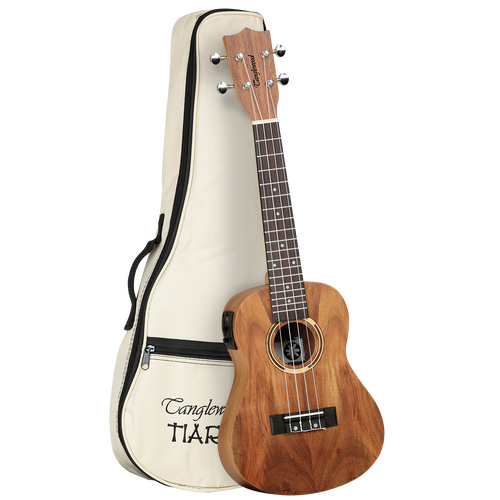 Tanglewood TWT8E Tiare Concert Ukulele with Pickup, All Koa, Arched Back, Natural Gloss Finish, Includes Bag