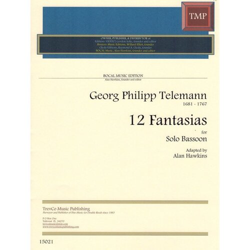 Telemann - 12 Fantasies For Solo Bassoon Arr Hawkins (Softcover Book)