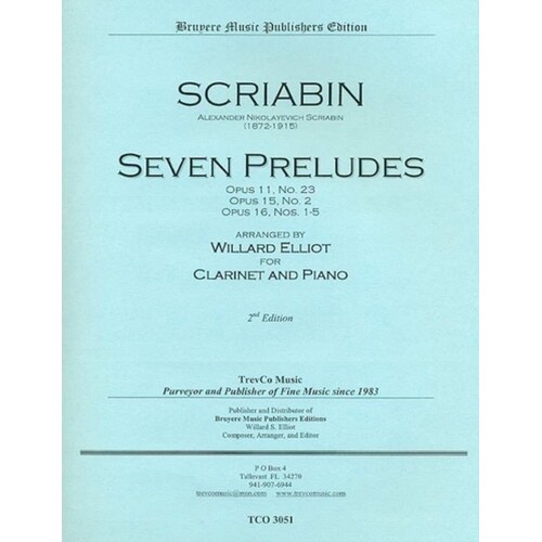 Scriabin - 7 Preludes For Clarinet and Piano (Softcover Book)