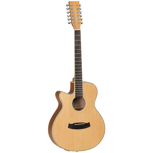 Tanglewood TW12CESTLH Winterleaf Acoustic Guitar 12-String Left Handed Super Folk Natural w/ Pickup & Cutaway