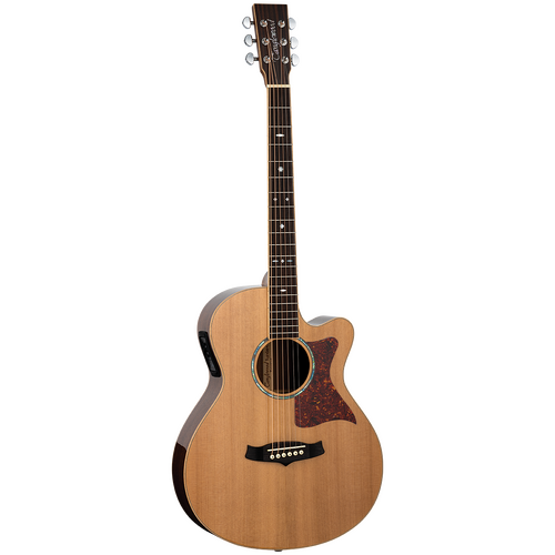 Tanglewood TW45RE Sundance Reserve All Solid Superfolk C/E Natural Cedar Top Acoustic Guitar with Case