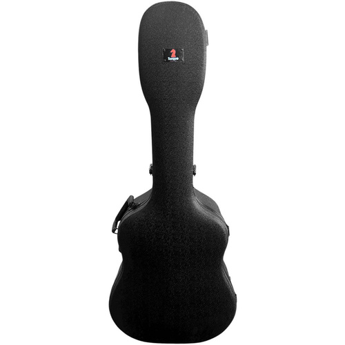 Torque Deluxe ABS Acoustic Guitar Case - Black Finish with Storage, Plush Interior, Lockable Latch, and Ergonomic Handle