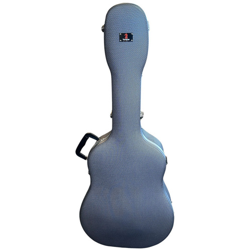 Torque Deluxe Shaped Acoustic Guitar Case - Black/White ABS with Plush Interior and Storage Compartments