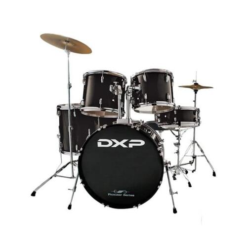 DXP TX04PB Pioneer Drum Kit with Cymbals and Stool - Black Finish