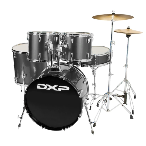 DXP Pioneer 5 Piece Drum Kit 22 Inch Bass Drum Gun Metal Grey
