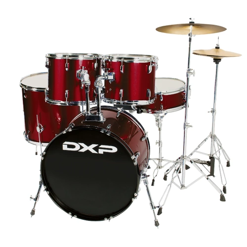 DXP TX04PWR Drum Kit 5 Piece 22 Inch Bass Drum with Stool - Wine Red