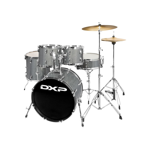 DXP Fusion 20 Series 20" 5 Piece Drum Kit - Silver Glitter Sparkle