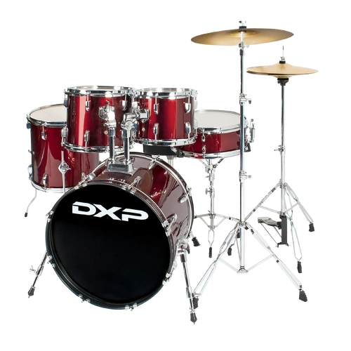 DXP Fusion Series 5 Piece 20 Inch Drum Kit in Wine Red with Cymbals & Throne