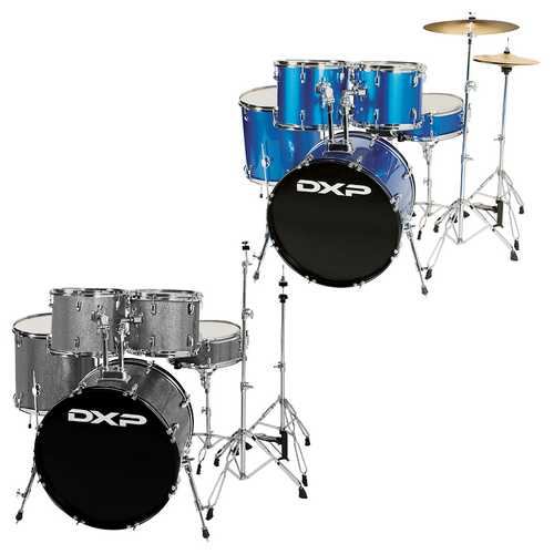 DXP Pioneer Series 22" 5-Piece Rock Drum Kit with Hardware, Cymbals, and Throne