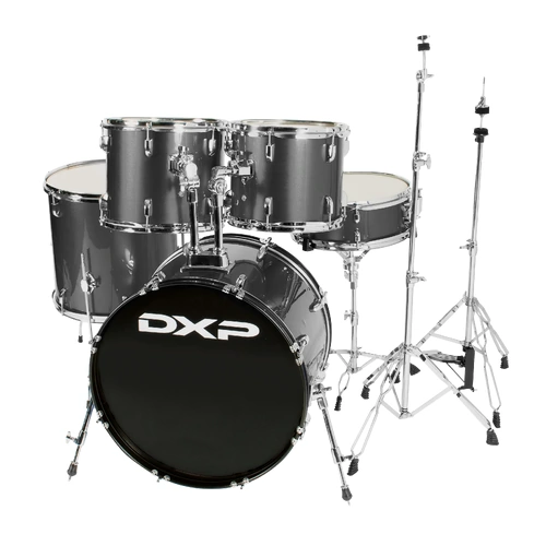 DXP Pioneer Series 5 Piece Drum Kit 22 Inch Bass Drum Gun Metal Grey