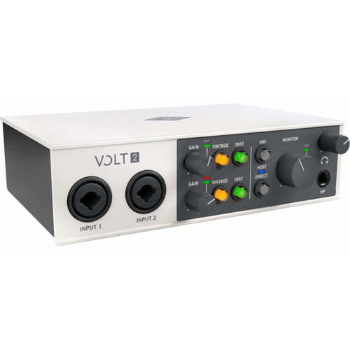 UA Volt 2 USB 2-in/2-out Audio Interface with Vintage Mic Preamp Mode and Music Production Software Bundle