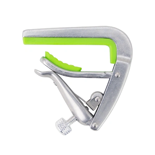 Tiki Adjustable Roller Ukulele Capo with Set-Screw Design and Rubber Grips - Silver