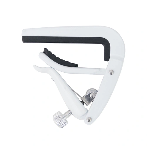 Tiki Adjustable Roller Capo for Ukulele - White, Lightweight Cast Alloy with Rubber Grips