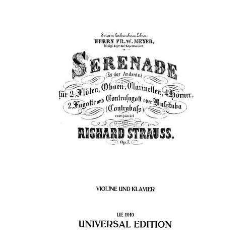 Wind Serenade Op 7 for Violin and Piano Sheet Music